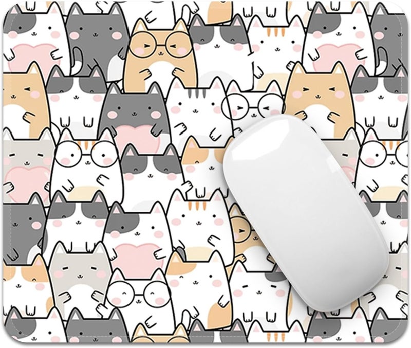 FROGIGO Square Mouse Pad with Stitched Edge, Premium Mousepad Washable Cloth. Computer Mouse Pad with Non-Slip Rubber Base, Mouse Pads for Computers Laptop Mouse 9.25x7.75x0.12 inch-Lucky Cat - Image 2